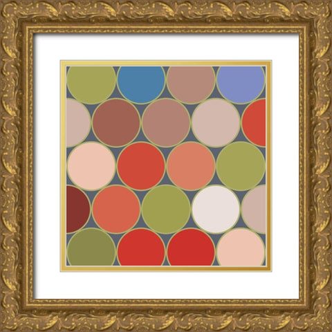 Bright Circles X Gold Ornate Wood Framed Art Print with Double Matting by Grayscale