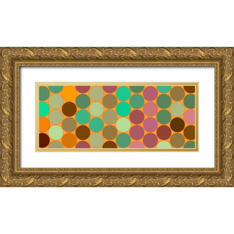Green Circles I Gold Ornate Wood Framed Art Print with Double Matting by Grayscale