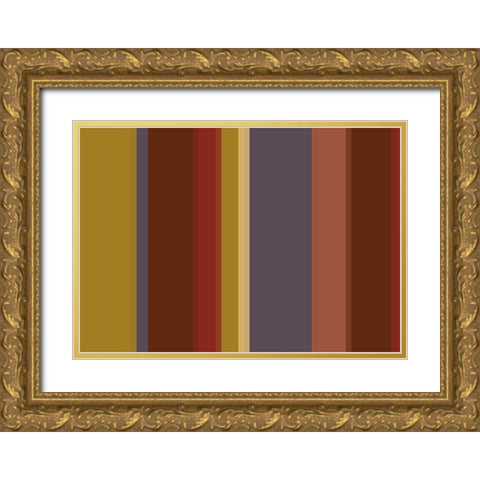 Warm Stripes XI Gold Ornate Wood Framed Art Print with Double Matting by Grayscale