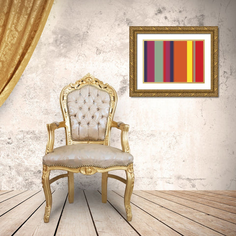 Bright Stripes VII Gold Ornate Wood Framed Art Print with Double Matting by Grayscale