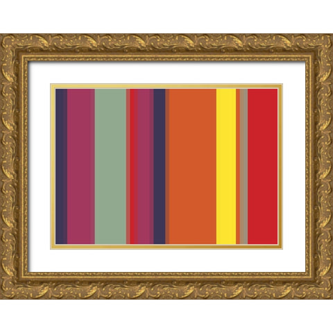 Bright Stripes VII Gold Ornate Wood Framed Art Print with Double Matting by Grayscale