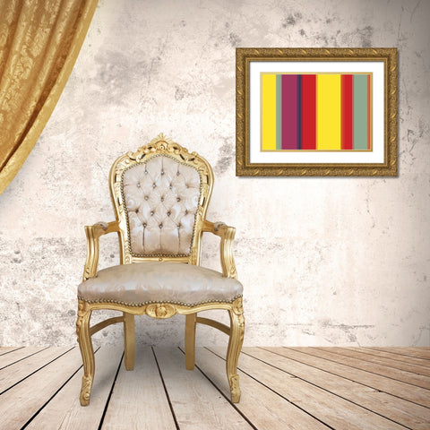 Bright Stripes VIII Gold Ornate Wood Framed Art Print with Double Matting by Grayscale