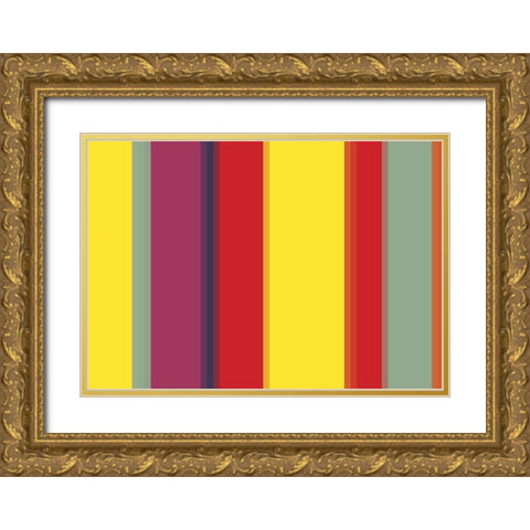 Bright Stripes VIII Gold Ornate Wood Framed Art Print with Double Matting by Grayscale