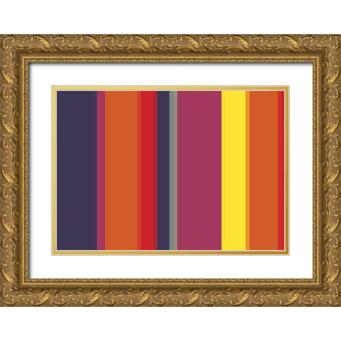 Bright Stripes IX Gold Ornate Wood Framed Art Print with Double Matting by Grayscale