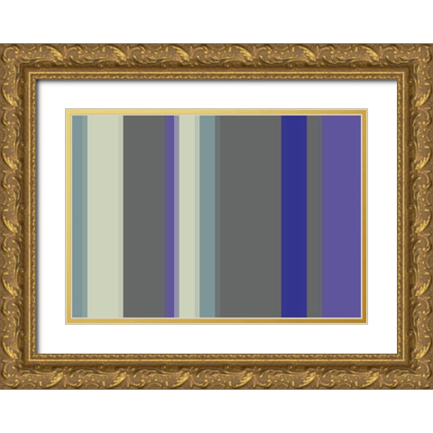 Cool Stripes IV Gold Ornate Wood Framed Art Print with Double Matting by Grayscale