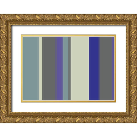 Cool Stripes VI Gold Ornate Wood Framed Art Print with Double Matting by Grayscale