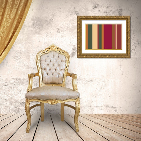 Warm Stripes XII Gold Ornate Wood Framed Art Print with Double Matting by Grayscale