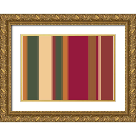 Warm Stripes XII Gold Ornate Wood Framed Art Print with Double Matting by Grayscale