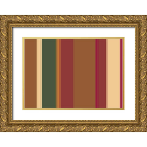 Warm Stripes XIII Gold Ornate Wood Framed Art Print with Double Matting by Grayscale