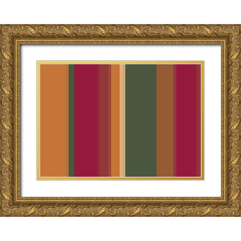 Warm Stripes XIV Gold Ornate Wood Framed Art Print with Double Matting by Grayscale