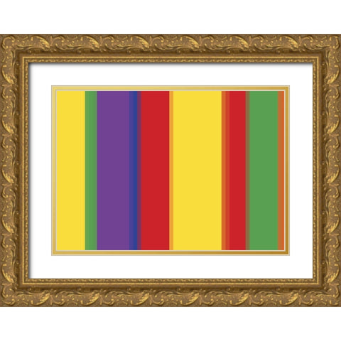 Bright Stripes XI Gold Ornate Wood Framed Art Print with Double Matting by Grayscale