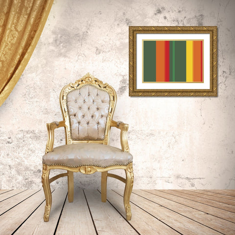 Bright Stripes XV Gold Ornate Wood Framed Art Print with Double Matting by Grayscale