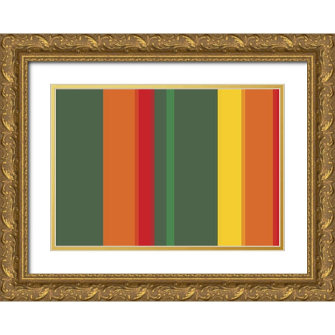 Bright Stripes XV Gold Ornate Wood Framed Art Print with Double Matting by Grayscale