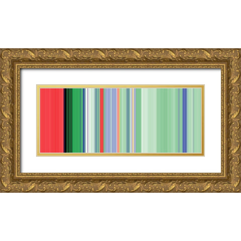 Green Pinstripes I Gold Ornate Wood Framed Art Print with Double Matting by Grayscale