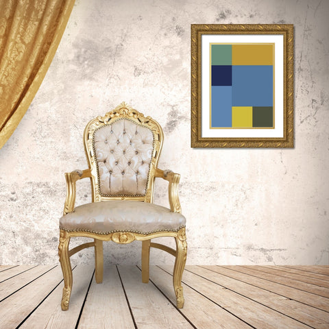 Bright Blocks IV Gold Ornate Wood Framed Art Print with Double Matting by Grayscale