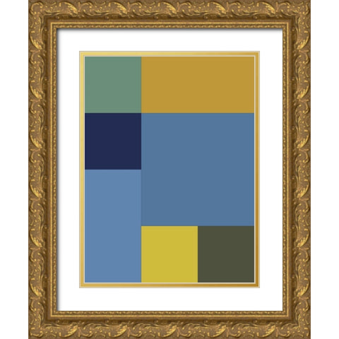 Bright Blocks IV Gold Ornate Wood Framed Art Print with Double Matting by Grayscale