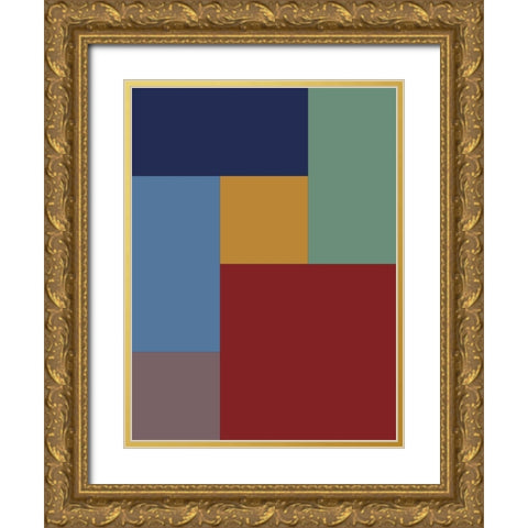 Bright Blocks V Gold Ornate Wood Framed Art Print with Double Matting by Grayscale