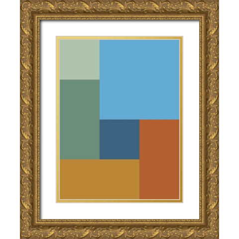 Bright Blocks VI Gold Ornate Wood Framed Art Print with Double Matting by Grayscale