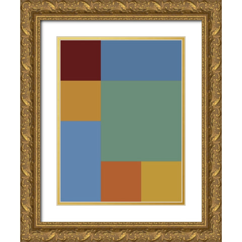 Bright Blocks IX Gold Ornate Wood Framed Art Print with Double Matting by Grayscale