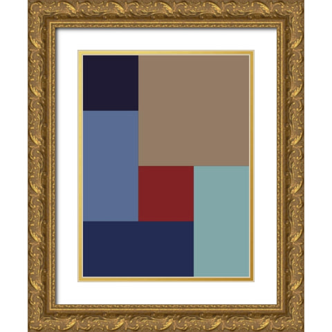 Bright Blocks XI Gold Ornate Wood Framed Art Print with Double Matting by Grayscale