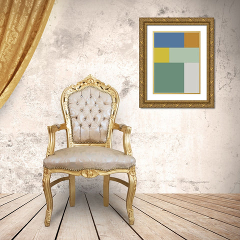 Bright Blocks XII Gold Ornate Wood Framed Art Print with Double Matting by Grayscale