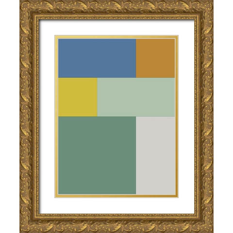 Bright Blocks XII Gold Ornate Wood Framed Art Print with Double Matting by Grayscale
