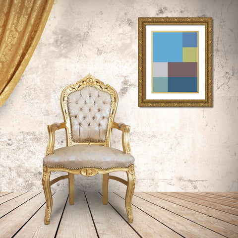 Bright Blocks XIII Gold Ornate Wood Framed Art Print with Double Matting by Grayscale