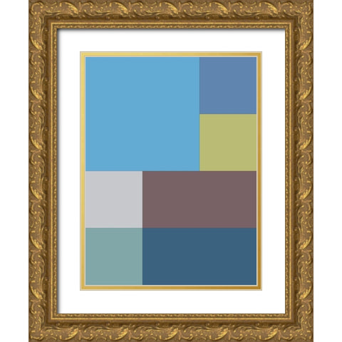 Bright Blocks XIII Gold Ornate Wood Framed Art Print with Double Matting by Grayscale
