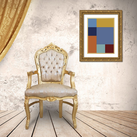 Bright Blocks XIV Gold Ornate Wood Framed Art Print with Double Matting by Grayscale