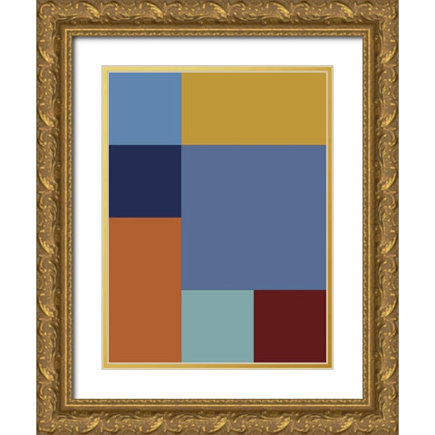 Bright Blocks XIV Gold Ornate Wood Framed Art Print with Double Matting by Grayscale