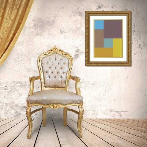Bright Blocks XVI Gold Ornate Wood Framed Art Print with Double Matting by Grayscale