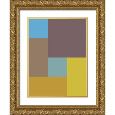 Bright Blocks XVI Gold Ornate Wood Framed Art Print with Double Matting by Grayscale