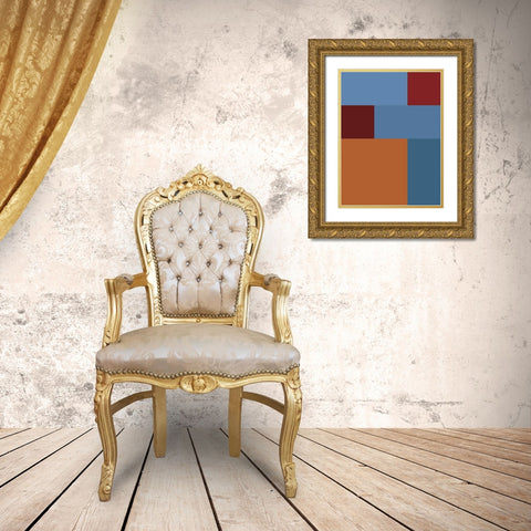 Bright Blocks XVII Gold Ornate Wood Framed Art Print with Double Matting by Grayscale