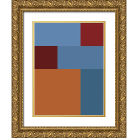 Bright Blocks XVII Gold Ornate Wood Framed Art Print with Double Matting by Grayscale