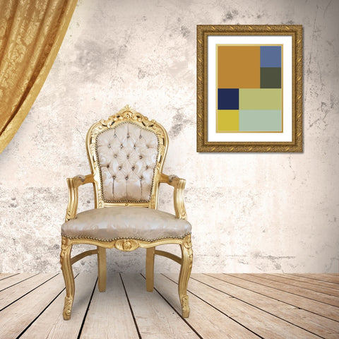 Bright Blocks XVIII Gold Ornate Wood Framed Art Print with Double Matting by Grayscale