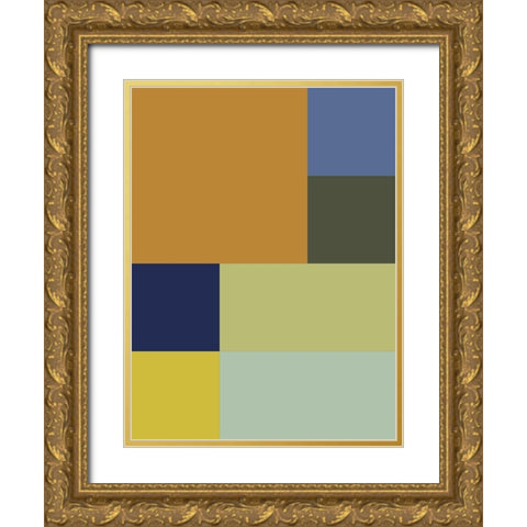 Bright Blocks XVIII Gold Ornate Wood Framed Art Print with Double Matting by Grayscale