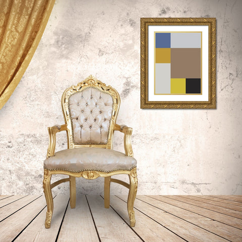 Bright Blocks XIX Gold Ornate Wood Framed Art Print with Double Matting by Grayscale