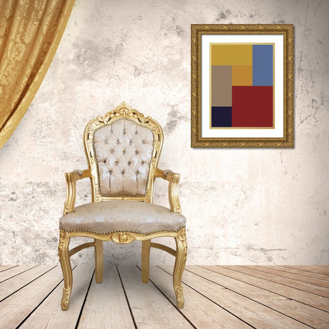 Bright Blocks XX Gold Ornate Wood Framed Art Print with Double Matting by Grayscale