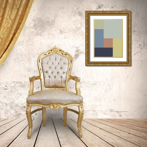 Soft Blocks I Gold Ornate Wood Framed Art Print with Double Matting by Grayscale