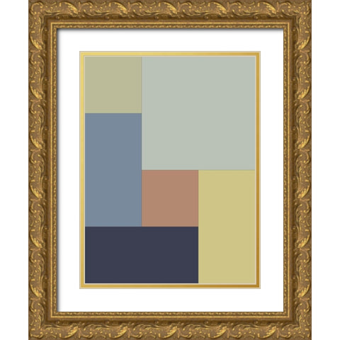 Soft Blocks I Gold Ornate Wood Framed Art Print with Double Matting by Grayscale