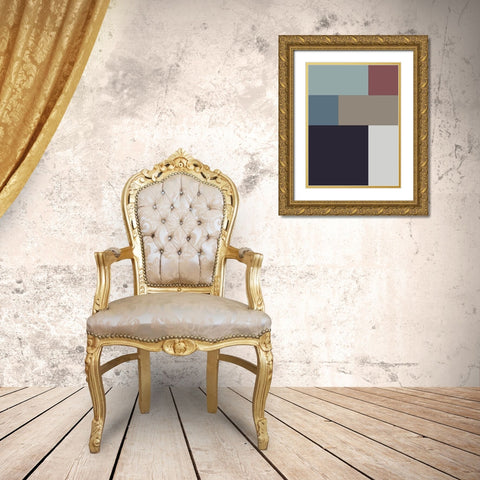 Soft Blocks II Gold Ornate Wood Framed Art Print with Double Matting by Grayscale