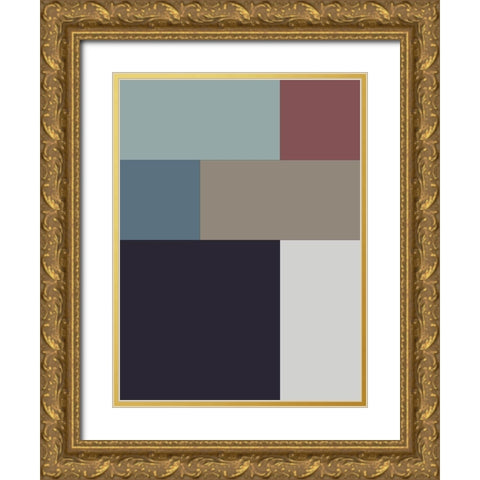Soft Blocks II Gold Ornate Wood Framed Art Print with Double Matting by Grayscale