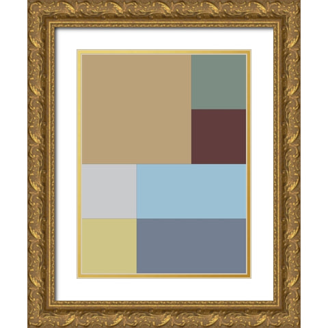 Soft Blocks III Gold Ornate Wood Framed Art Print with Double Matting by Grayscale