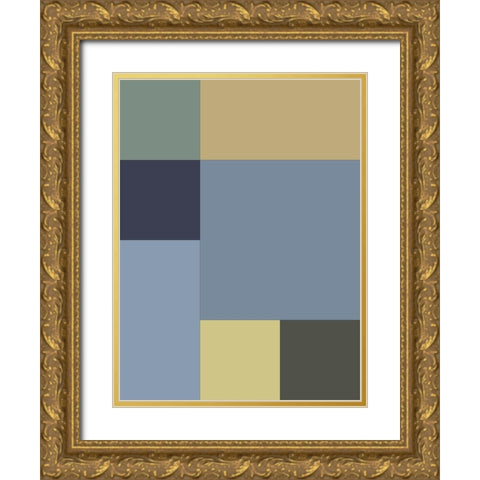 Soft Blocks IV Gold Ornate Wood Framed Art Print with Double Matting by Grayscale