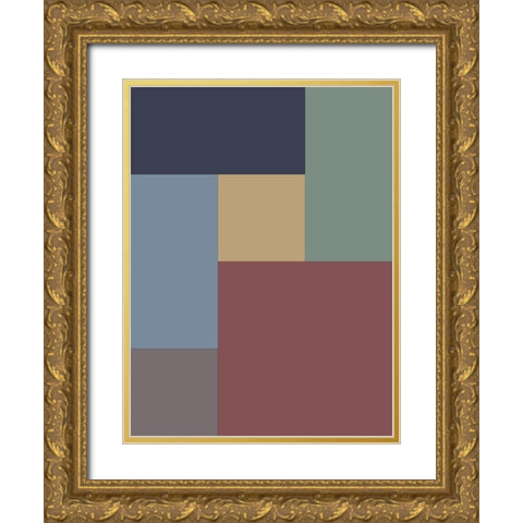 Soft Blocks V Gold Ornate Wood Framed Art Print with Double Matting by Grayscale