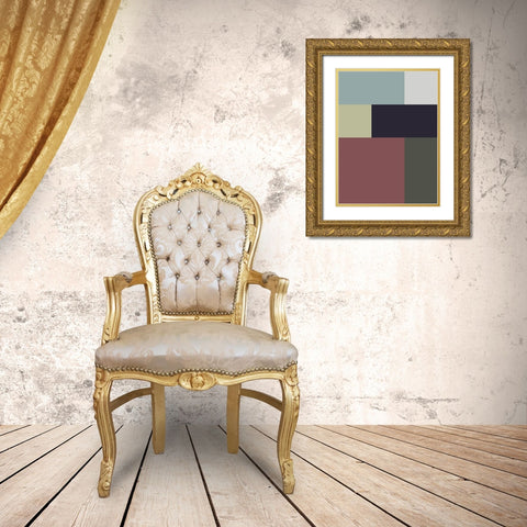 Soft Blocks VII Gold Ornate Wood Framed Art Print with Double Matting by Grayscale