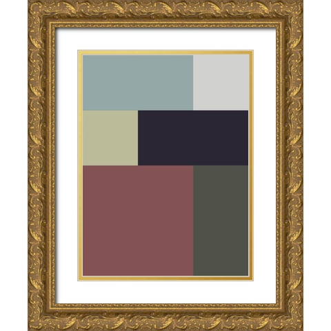 Soft Blocks VII Gold Ornate Wood Framed Art Print with Double Matting by Grayscale