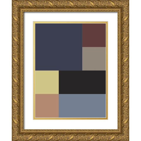 Soft Blocks VIII Gold Ornate Wood Framed Art Print with Double Matting by Grayscale