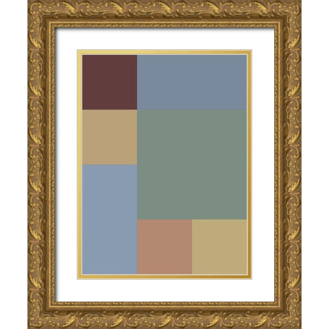 Soft Blocks IX Gold Ornate Wood Framed Art Print with Double Matting by Grayscale