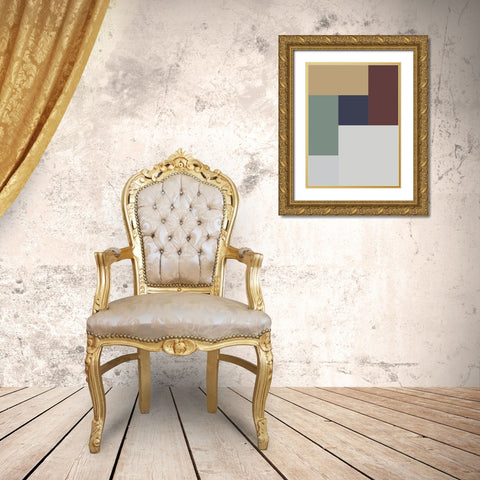 Soft Blocks X Gold Ornate Wood Framed Art Print with Double Matting by Grayscale